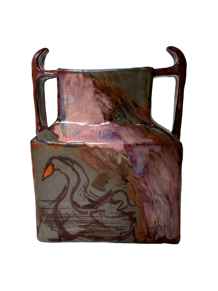 Swan of Tuonela ceramic vessel