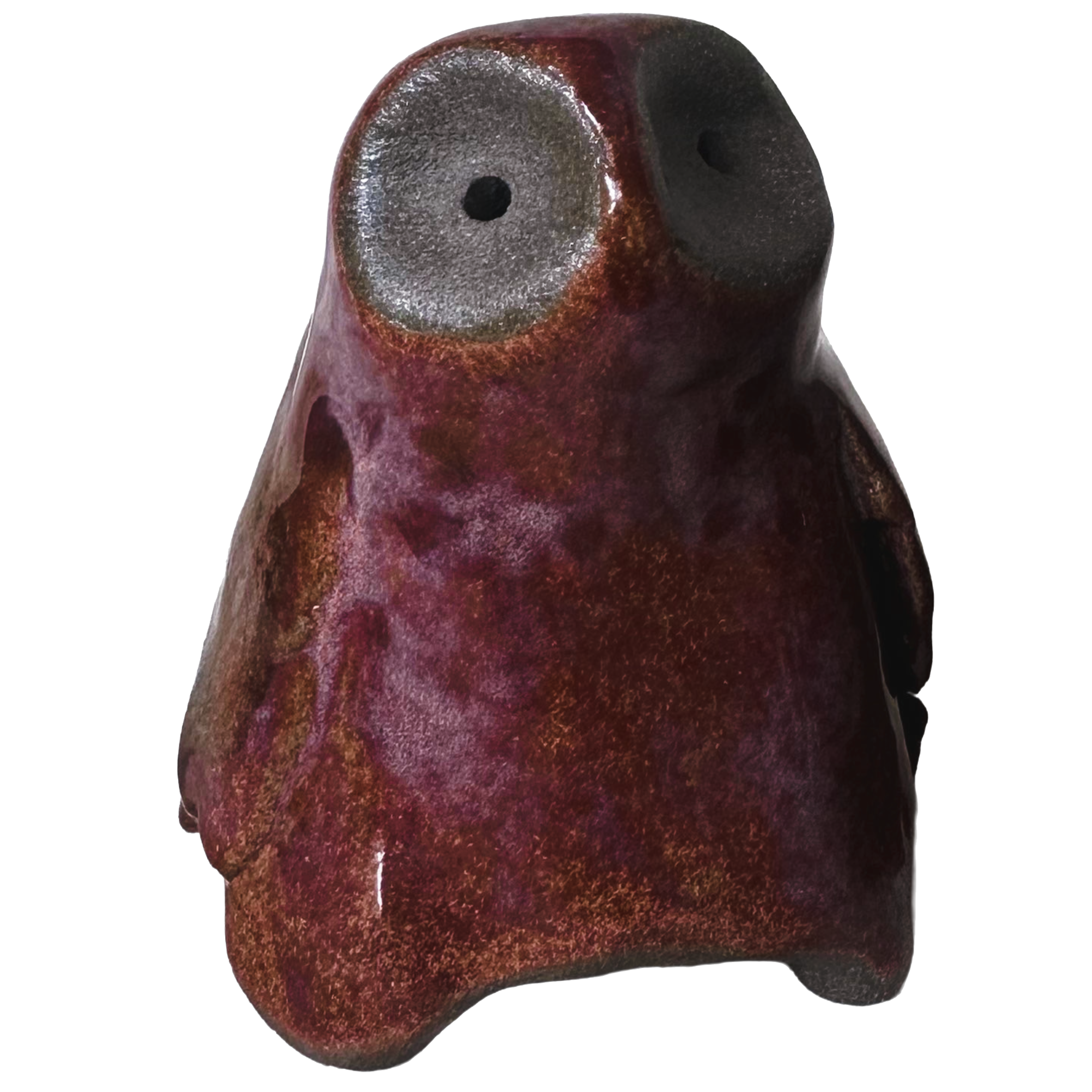 Owl Figure II ceramic figure with plum glaze